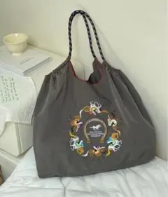馬　刺繍　エコバッグ　折りたたみバッグ　トートバッグ
