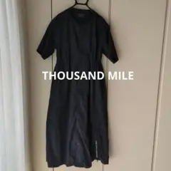 【美品】THOUSAND MILE サウンドマイル 半袖 ネイビーワンピース