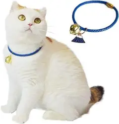 【鮮やかブルー】ねこちゃん用 首輪 鈴 富士山 ブルー