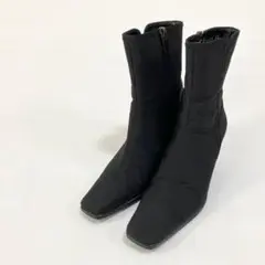 良品✨23区【22】ショートブーツ ミドルブーツ サイドジップ 一部レザー 黒
