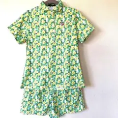 エフィカス　上下セット　ハーフパンツ　ポロシャツ　キュロット　ハイビスカス柄