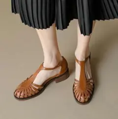 【お買い得】レディース本革ブラウンサンダル 23cm creema