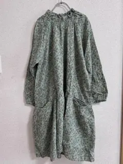 【美品】 BREEZE モックネック総柄ワンピース ミント 140