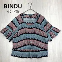 BINDU ビンドゥー カットオフネック フレア シャツ ブラウス インド製