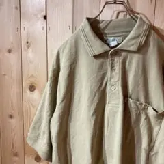 SS419 US古着 オーバーサイズ 半袖 鹿の子 ポロシャツ ベージュ メンズ
