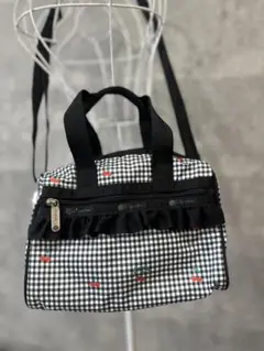 【レスポートサック】ショルダーバッグ ギンガムチェック柄 チェリー刺繍