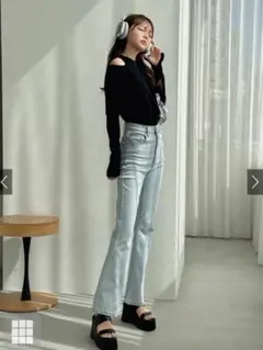 フリージアハイウエストフレアデニムパンツ cu522　Мサイズ