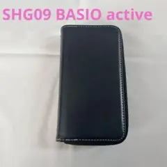 SHG09 BASIO active ケース 手帳型 財布 ネイピー