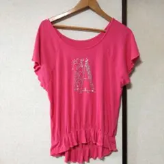 R-LONDON　ARIS ピンク フリル裾 Tシャツ
