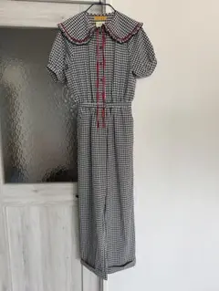 Dear Sisterhoodセーラーカラーチェックオールインワンサロペ