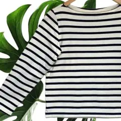 a397 UNIQLO 長袖カットソー M ボーダー カジュアル 綿素材