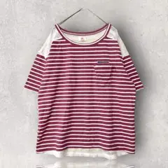 KRIFF MAYER 異素材ドッキングボーダーTシャツ　メッシュ　透け感　Ｍ