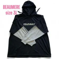 【BEAUMERE】ボウメール 大きいサイズ プルオーバーパーカー 3L メンズ