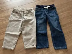 カジュアルパンツ 100cm ベージュ ダークブルー