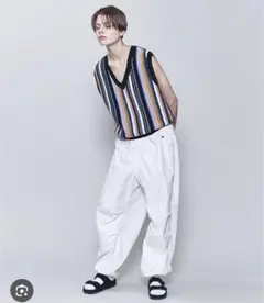 6 ROKU MULTI STRIPE KAGIBARI VEST　ニットベスト