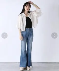 JEANASISリッチフリルショートシャツSSオフホワイト