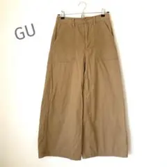 GU ジーユー　チノワイドパンツ　ベージュ　M カジュアル　コットン