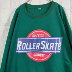 ゆるダボ トレーナー スウェット デカロゴ ROLLER SKATE XL 緑