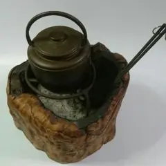 ハイビスカス切り株 火鉢 茶釜セット　囲炉裏 古道具 くり抜き インテリア 2025年最新】切り株火鉢の人気アイテム - メルカリ