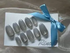 グレー ブルー グラデーション マグネット ネイル