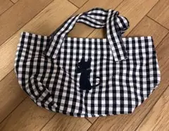 猫ギンガムチェックハンドバッグ