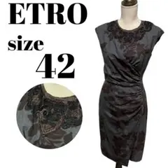 【高級】美シルエット ETRO 花柄 フラワー 膝丈 ワンピース 大きいサイズ