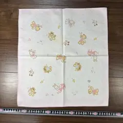【難あり】キャラクター柄 ピンク ハンカチ 091