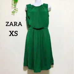 ZARA ザラ　ワンピース　グリーン　ノースリーブ　おしゃれ　きれいめ　涼しい