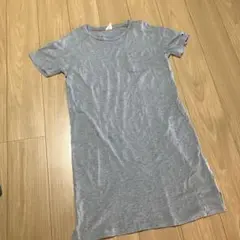 グレー 半袖 ポケット付き ワンピース