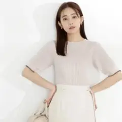 N. Natural Beauty Basic シアースリーブニット ベージュ