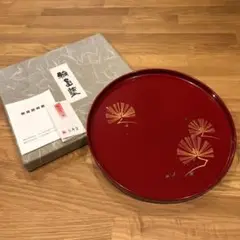 お値引き中♡輪島塗 丸盆 朱塗 飛松蒔絵