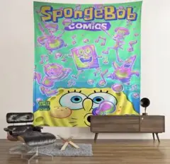 スポンジボブ　タペストリー　50㎝ × 70㎝　金具付き　壁掛け　キャラクター