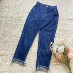 ケービーエフプラス　ハイウエストデニム　カットオフ　濃紺　36/Ｓ