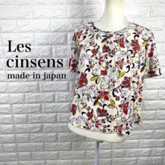 ◯Les cinsens レディース 薄手半袖シャツ トップス 総柄 花柄 M