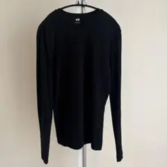 H&M クルーネックスリムフィット長袖カットソー 黒 EUR XS