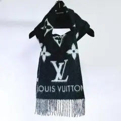 ふわふわあったかカシミヤマフラー✨LOUIS VOUITTON ノワール 黒/白