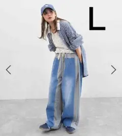 niko and...デニムパッチワークパンツ グレー　Ｌ　新品未使用品