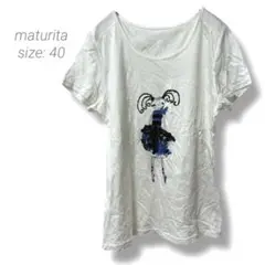 【マチュリタ】maturita イラストTシャツ スパンコール ホワイト 伸縮性