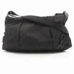 美品 アニエスベー ドット ナイロン ショルダー バッグ ブラック