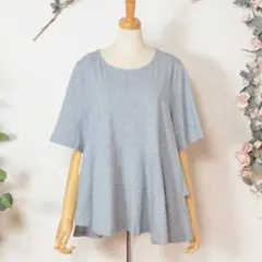 新品 タグ付き L〜LL 大きいサイズ グレー 半袖 チュニック カットソー