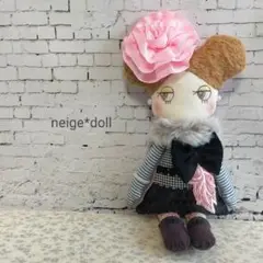 ドールちゃん25cm(ピンクローズ)　ハンドメイド　オリジナルドール　布ドール