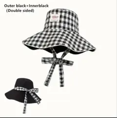 SALE‼️ギンガムチェック アウトドア バケットハット UVカット つば広
