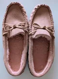 【美品】ピンク スエード モカシン リボン付き ★Mサイズ