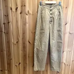 【コケット】パンツ　ポケット付　綿　麻　コットン　リネン　裏地付　ベージュ系