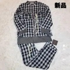 新品 ジェラートピケオム シャツ&パンツ セットアップ ルームウェア チェック柄