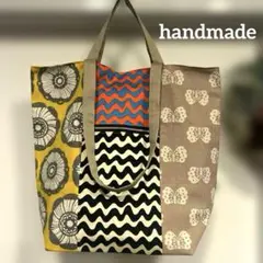 handmade☆2WAYビッグトートバッグ　マザーズバッグ　グレージュ　②