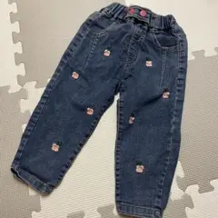 デニム　花刺繍