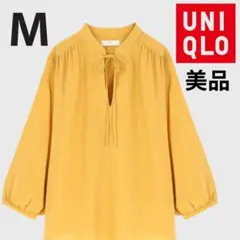 UNIQLO ユニクロ リネンブレンドブラウス マスタード M (美品！)