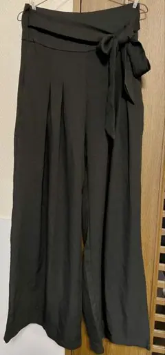 SHEIN リボン付きブラックワイドパンツ