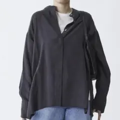 美品 プルミエアロンディスモン 25SS キュプラフィブリルシャツ 黒 38